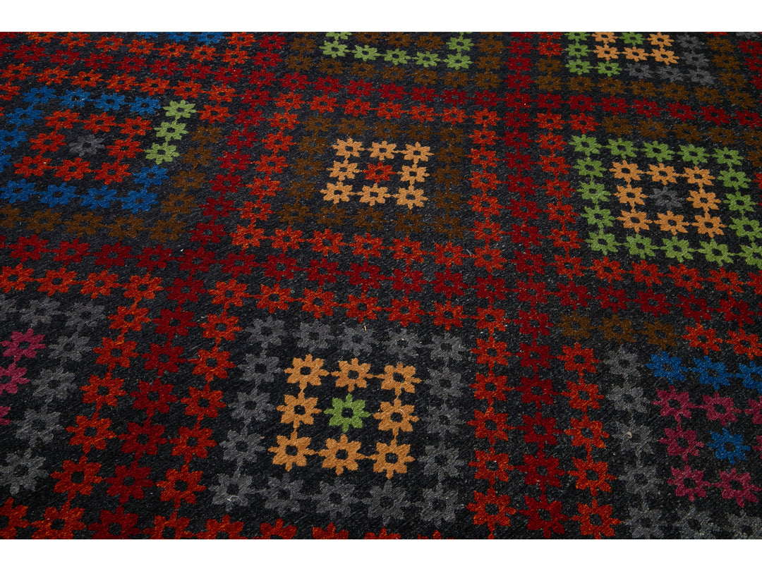 Vintage Soumak Wool Rug 10 X 14