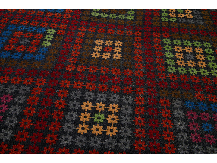 Vintage Soumak Wool Rug 10 X 14