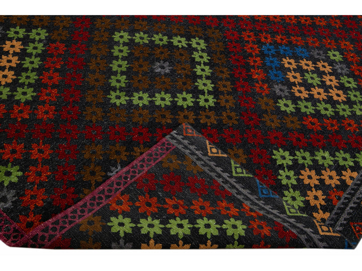Vintage Soumak Wool Rug 10 X 14