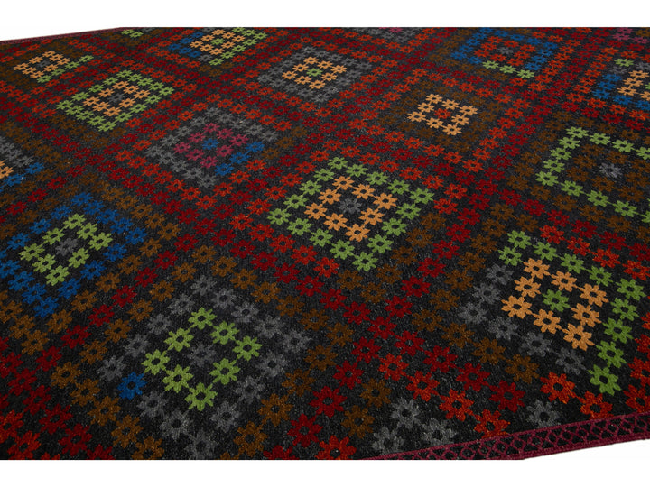 Vintage Soumak Wool Rug 10 X 14