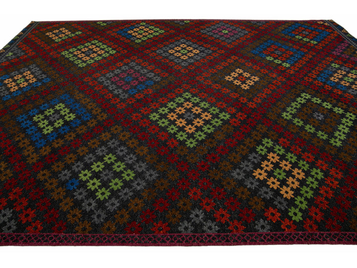Vintage Soumak Wool Rug 10 X 14