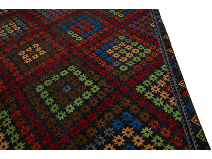 Vintage Soumak Wool Rug 10 X 14
