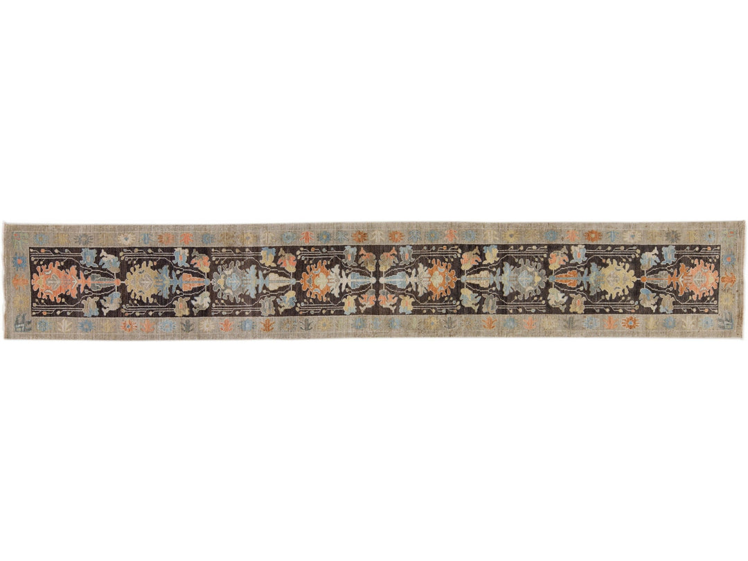 Modern Sultanabad Long Wool Runner 3 X 18