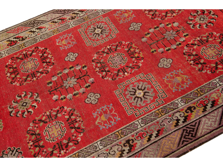 Vintage Khotan Wool Rug 4 X 9