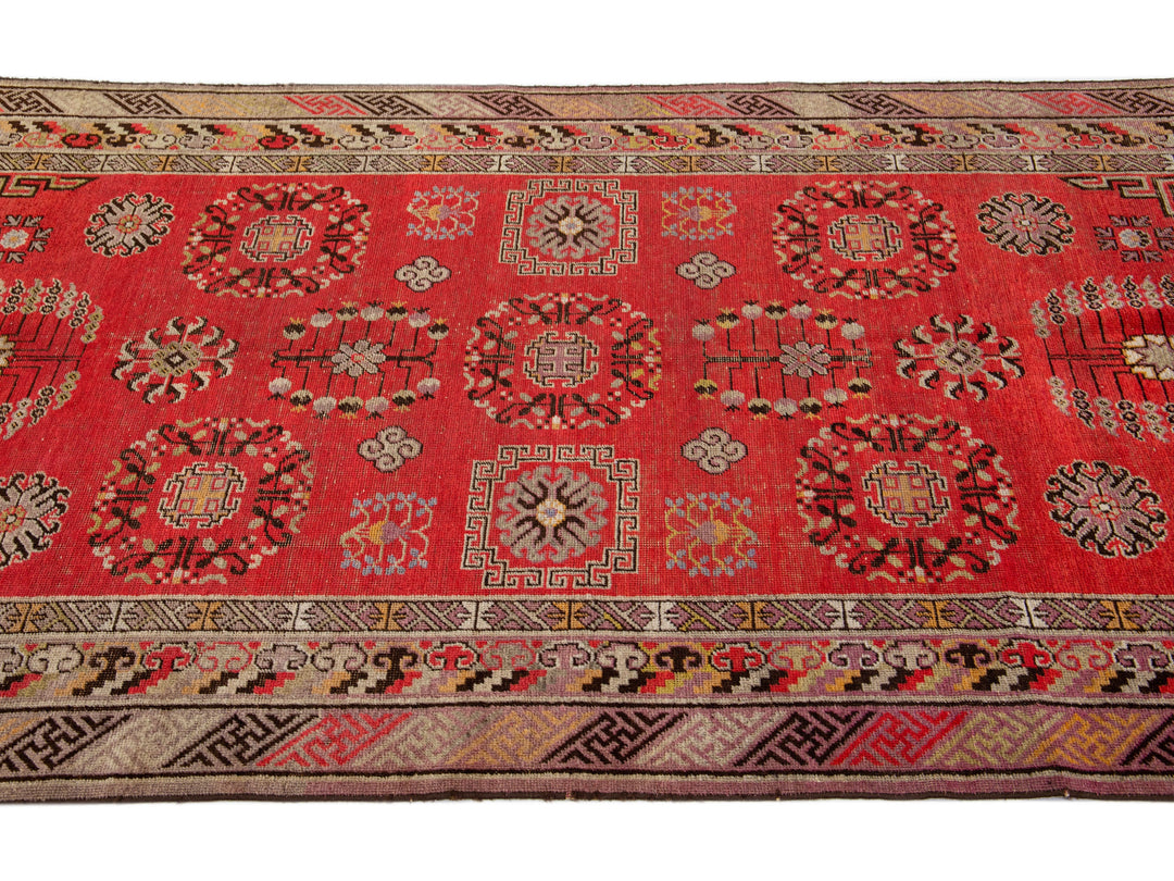 Vintage Khotan Wool Rug 4 X 9