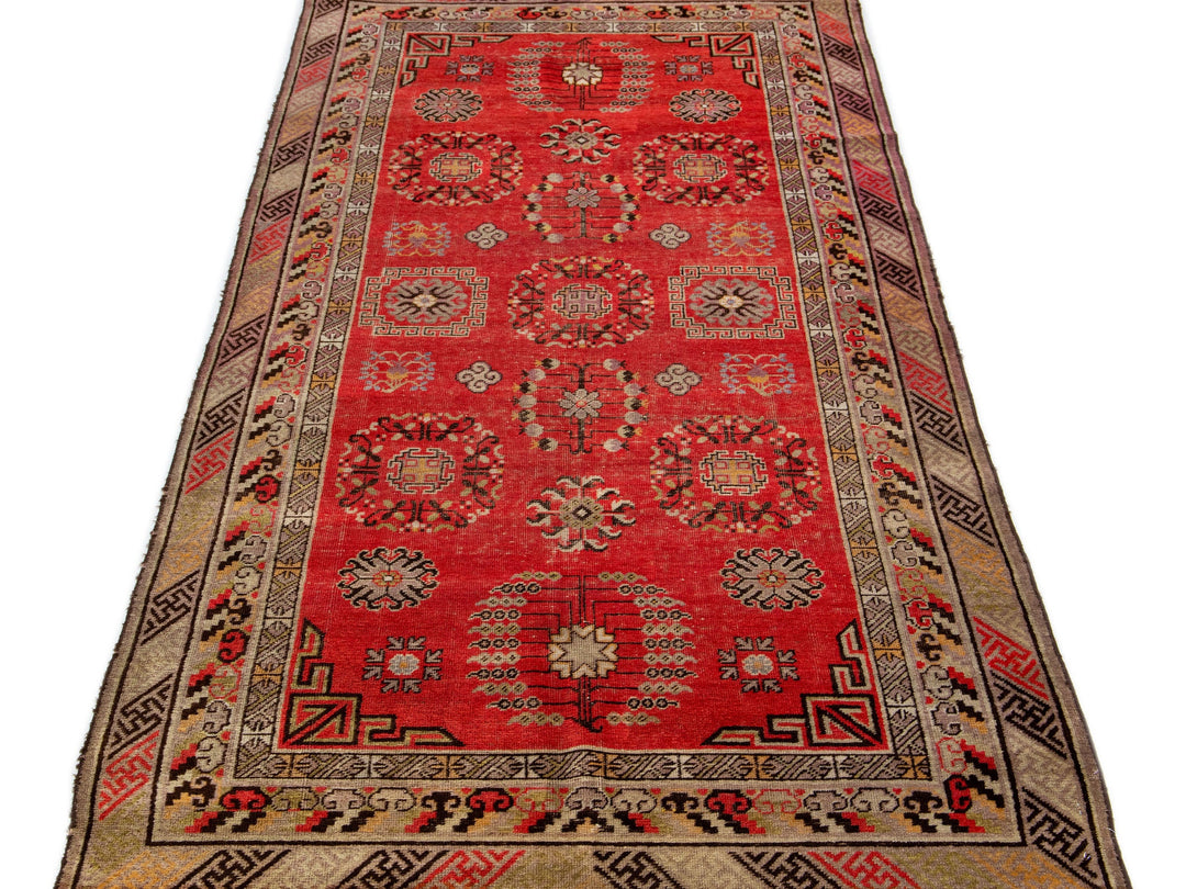 Vintage Khotan Wool Rug 4 X 9