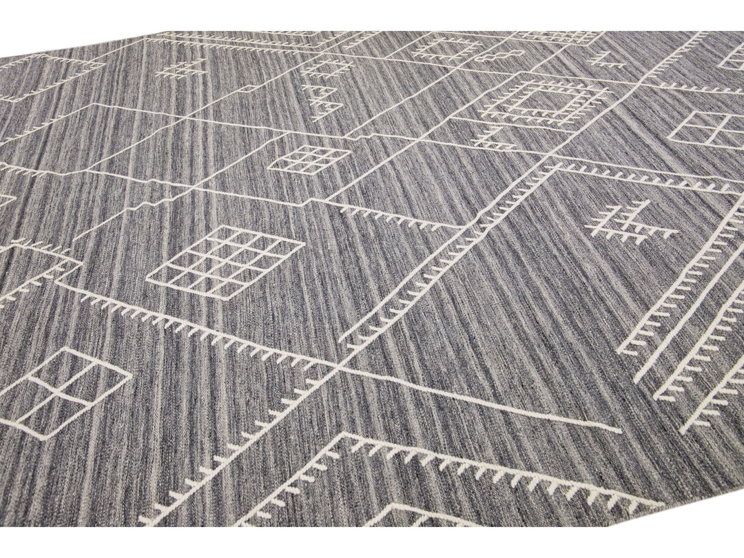 Modern Flaweave Wool Rug 10 X 14