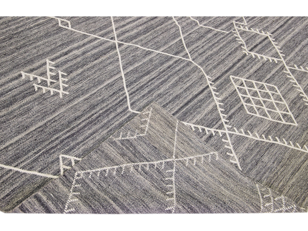 Modern Flaweave Wool Rug 10 X 14