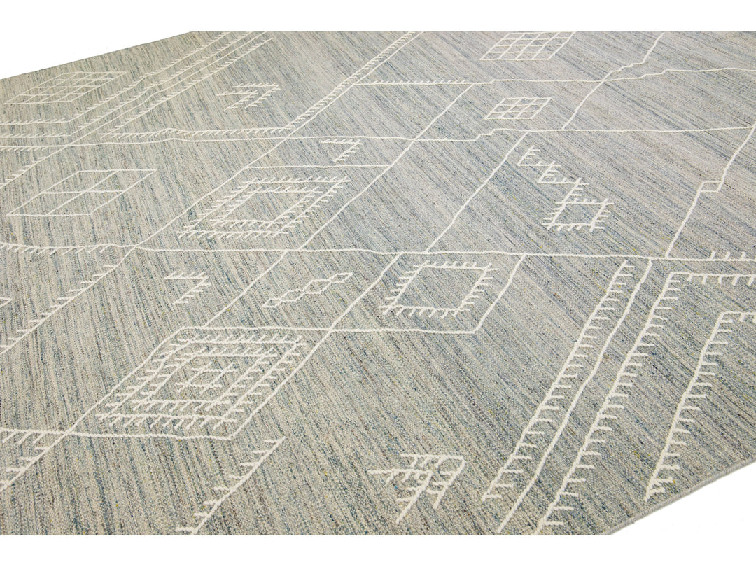 Modern Flaweave Wool Rug 10 X 13