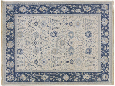 Beige Apadana's Artisan Collection Handmade Floral Pattern Wool Rug