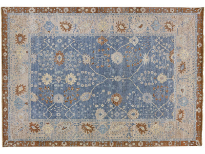 Blue Apadana's Artisan Collection Handmade Allover Designed Wool Rug