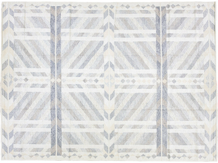 Modern Swedish Style Handmade Geometric Abstract Grey Wool Rug