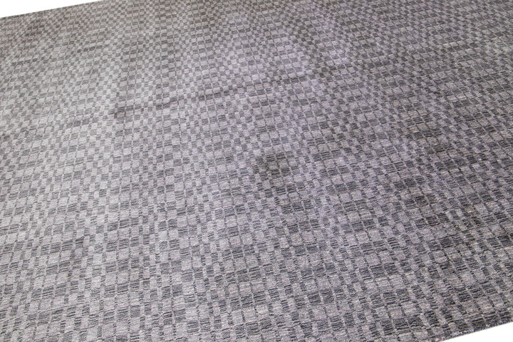 Modern Wool and Silk Rug 10 X 14