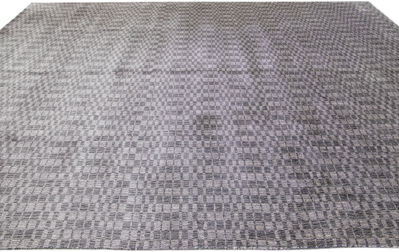 Modern Wool and Silk Rug 10 X 14