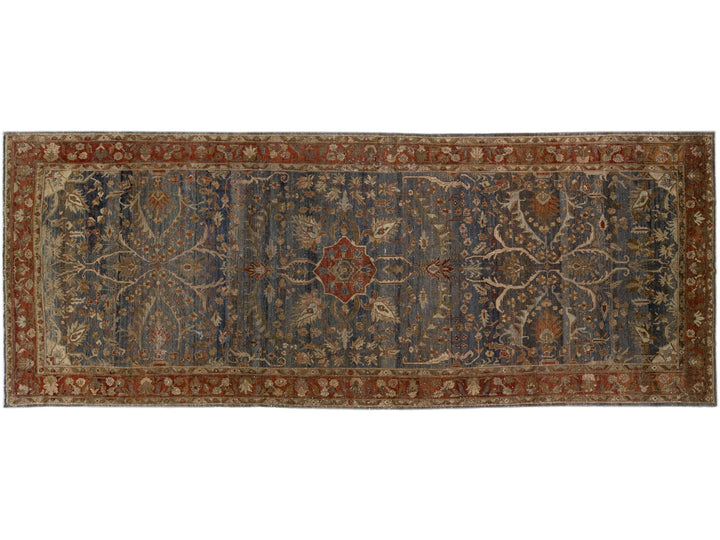 Grey Antique Persian Hamadan Handmade Gallery Wool Rug
