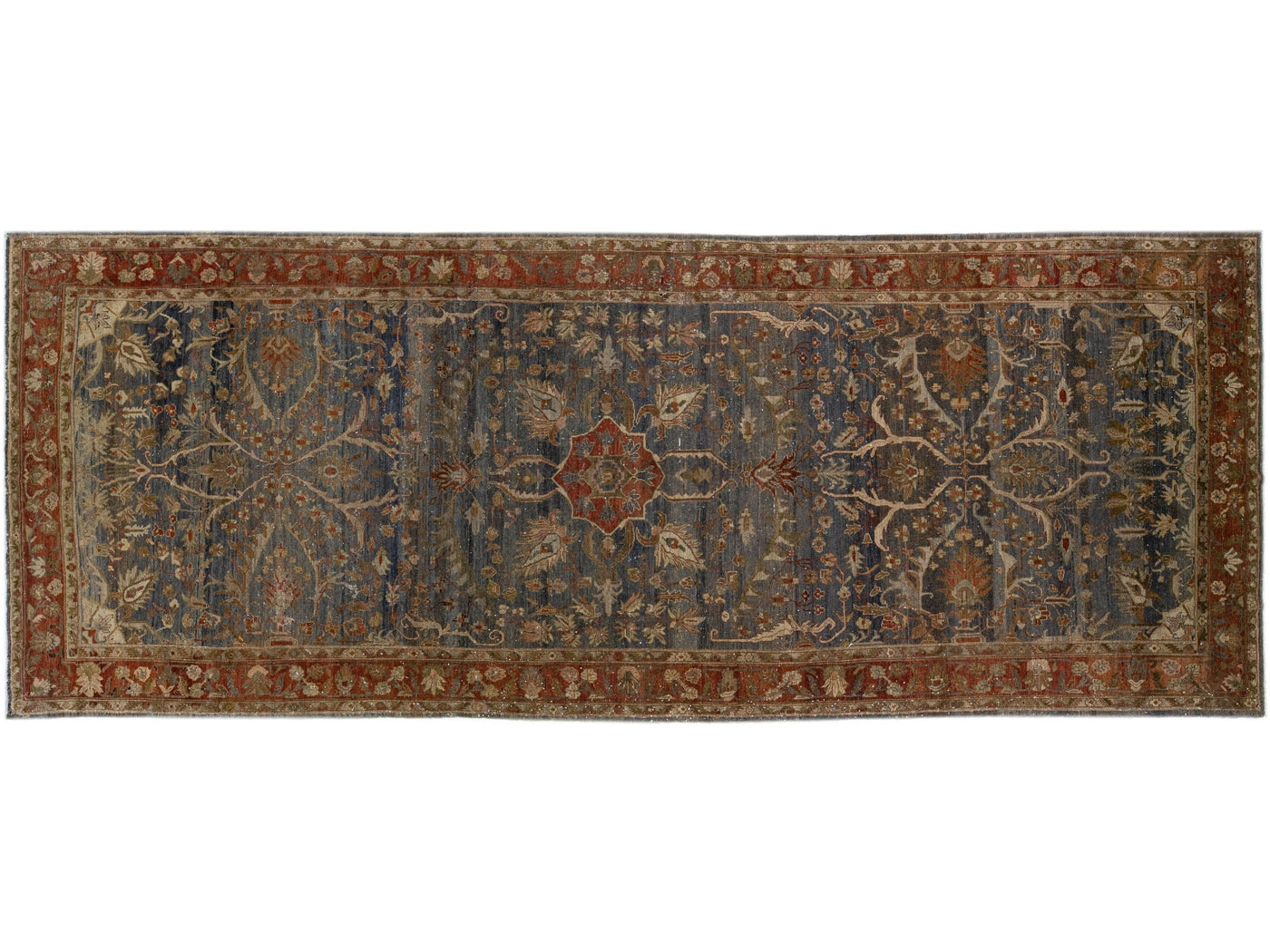 Grey Antique Persian Hamadan Handmade Gallery Wool Rug