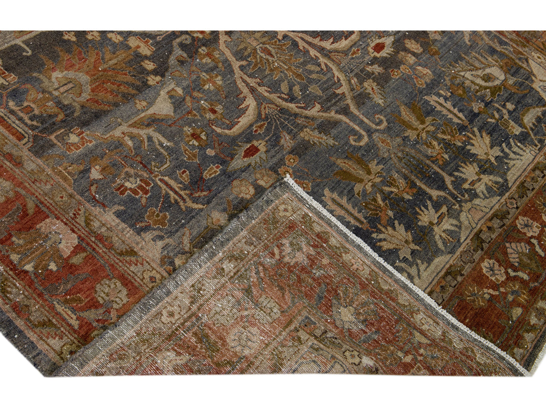 Antique Hamadan Wool Rug 7 X 17