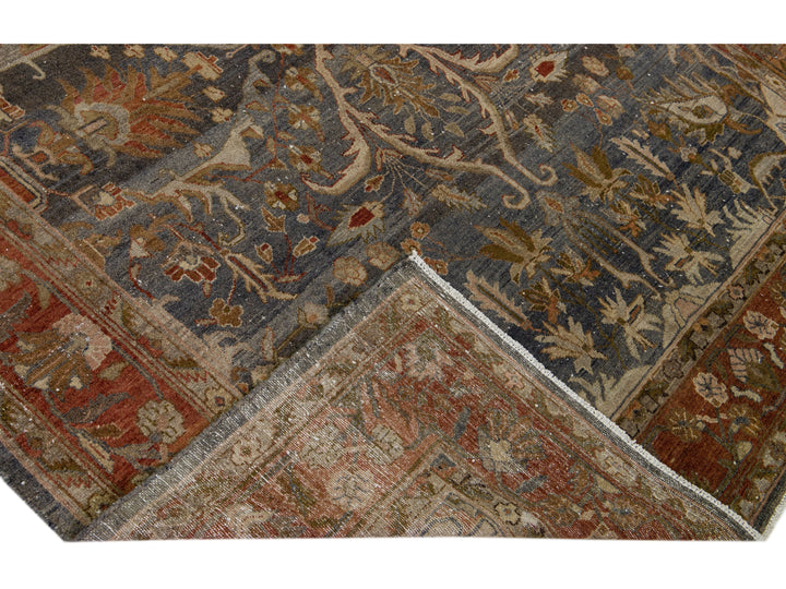 Antique Hamadan Wool Rug 7 X 17