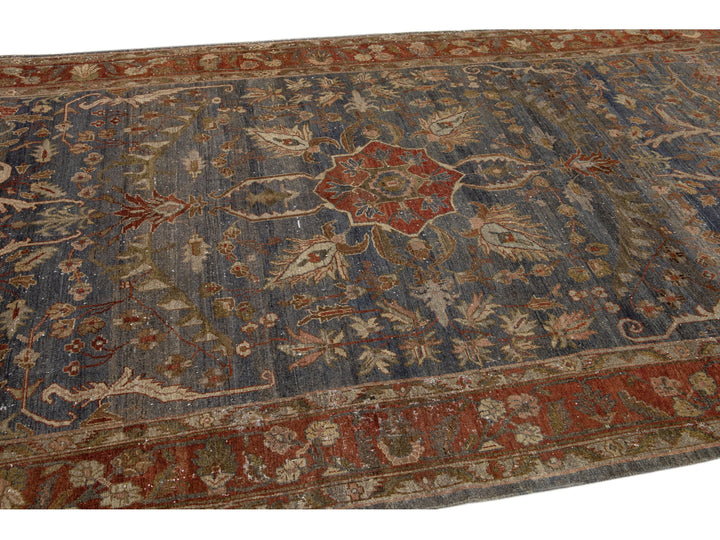Antique Hamadan Wool Rug 7 X 17