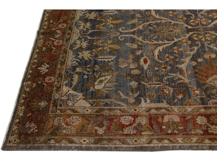 Antique Hamadan Wool Rug 7 X 17