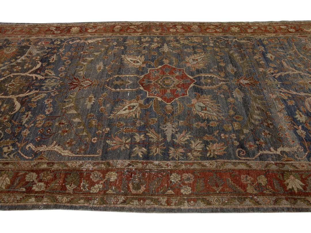 Antique Hamadan Wool Rug 7 X 17
