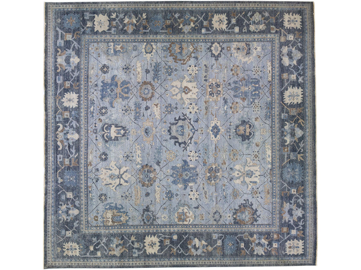 Apadana's Persian Style Mahal Grey Handmade Square Wool Rug