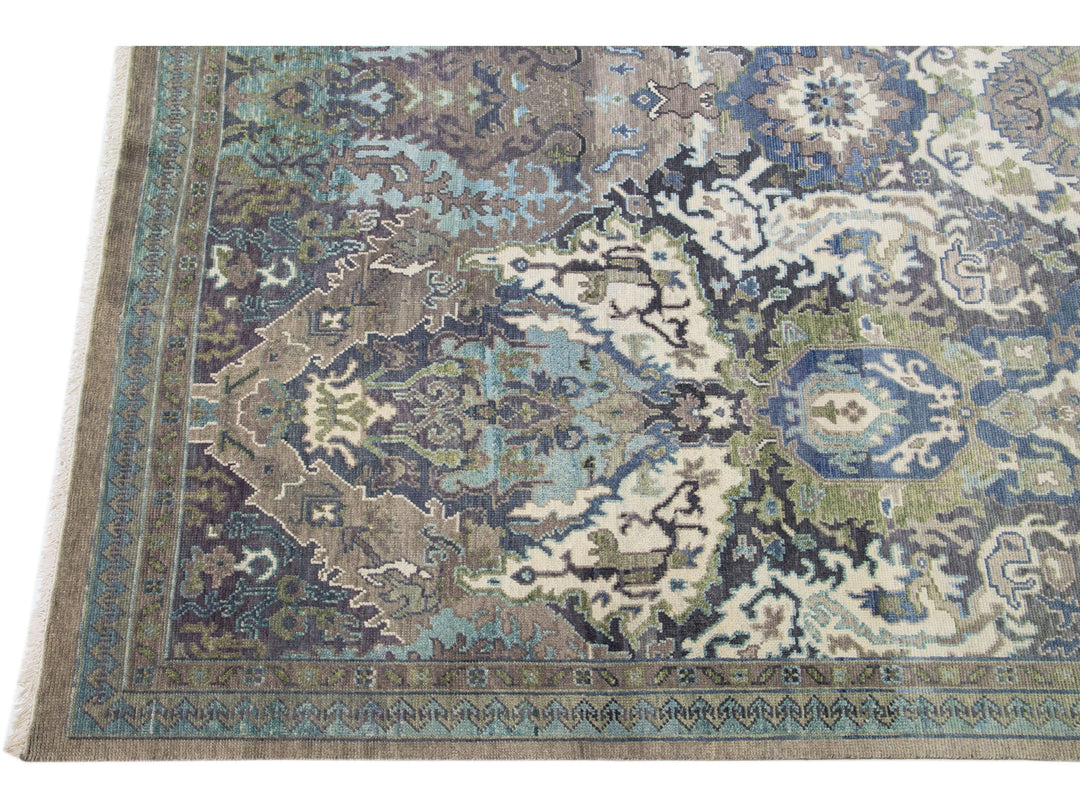Modern Oushak Wool Rug 10 X 14