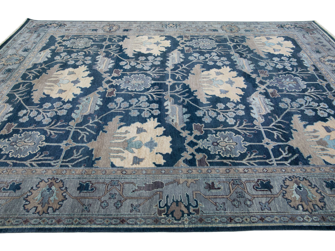 Modern Oushak Wool Rug 10 X 14