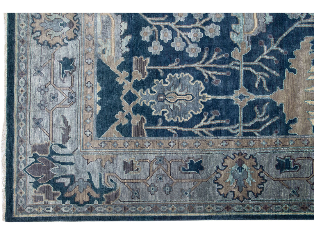 Modern Oushak Wool Rug 10 X 14