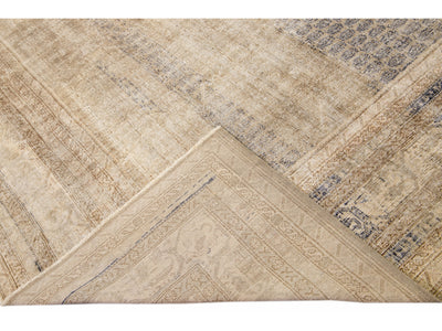 Antique Sivas Handmade Allover Designed Beige Oversize Wool Rug