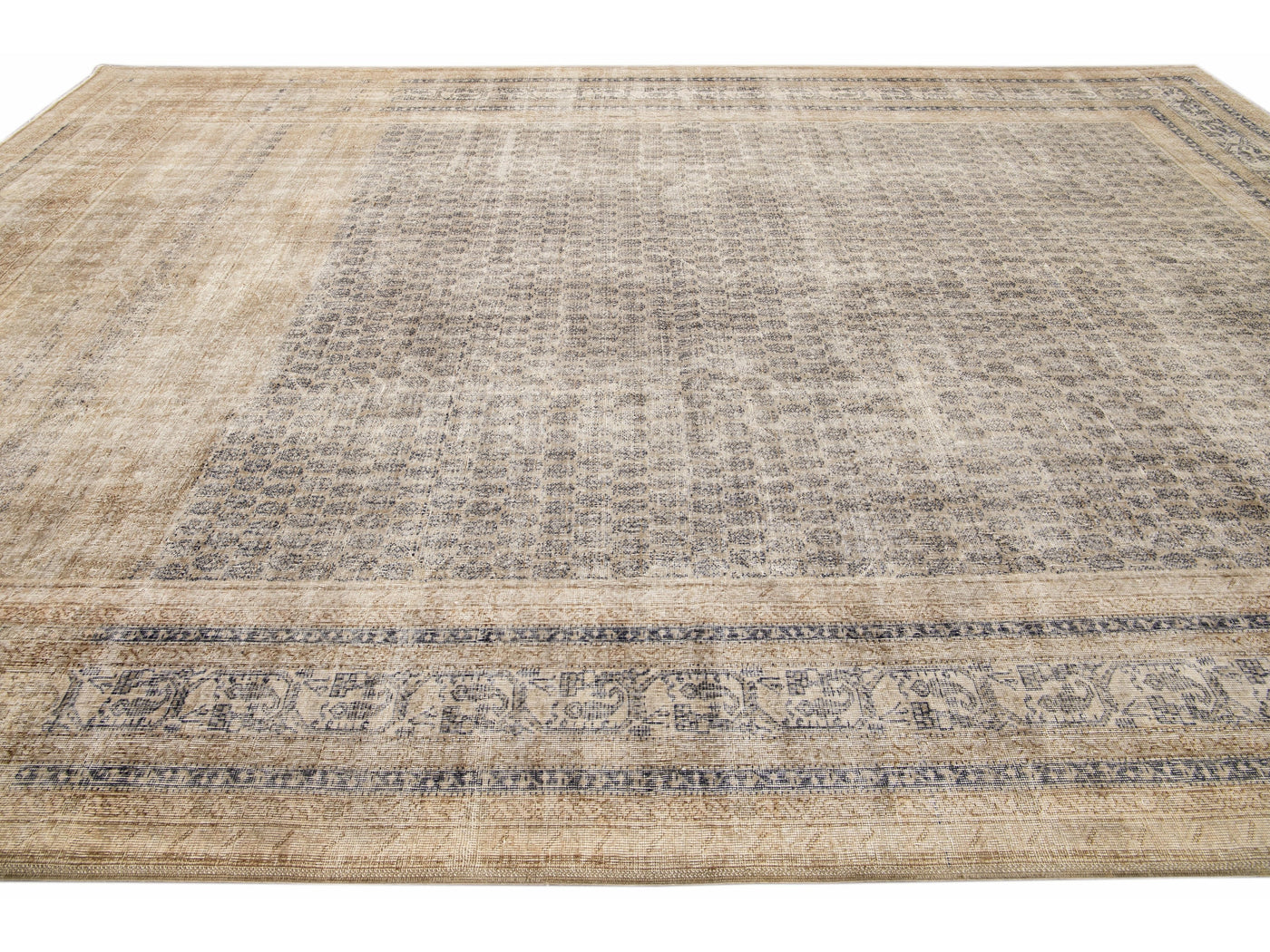 Antique Sivas Handmade Allover Designed Beige Oversize Wool Rug