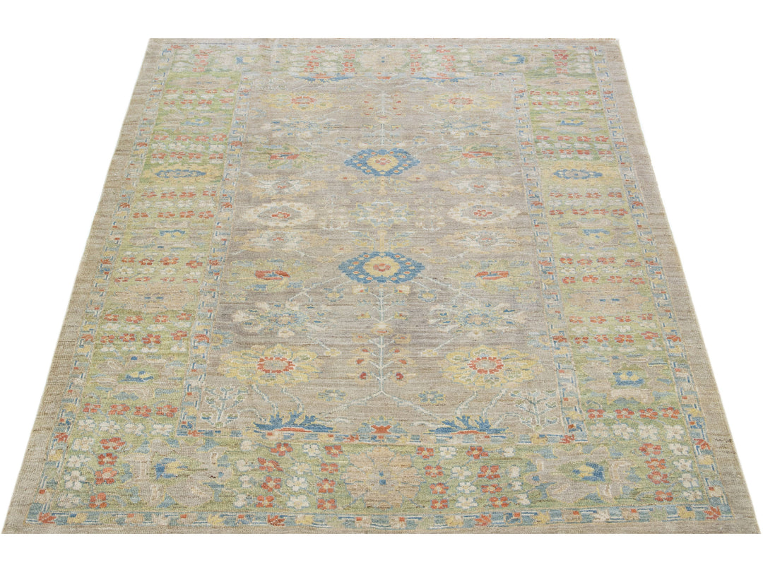 Modern Sultanabad Wool Rug 7 X 9
