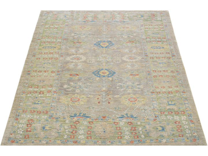 Modern Sultanabad Wool Rug 7 X 9