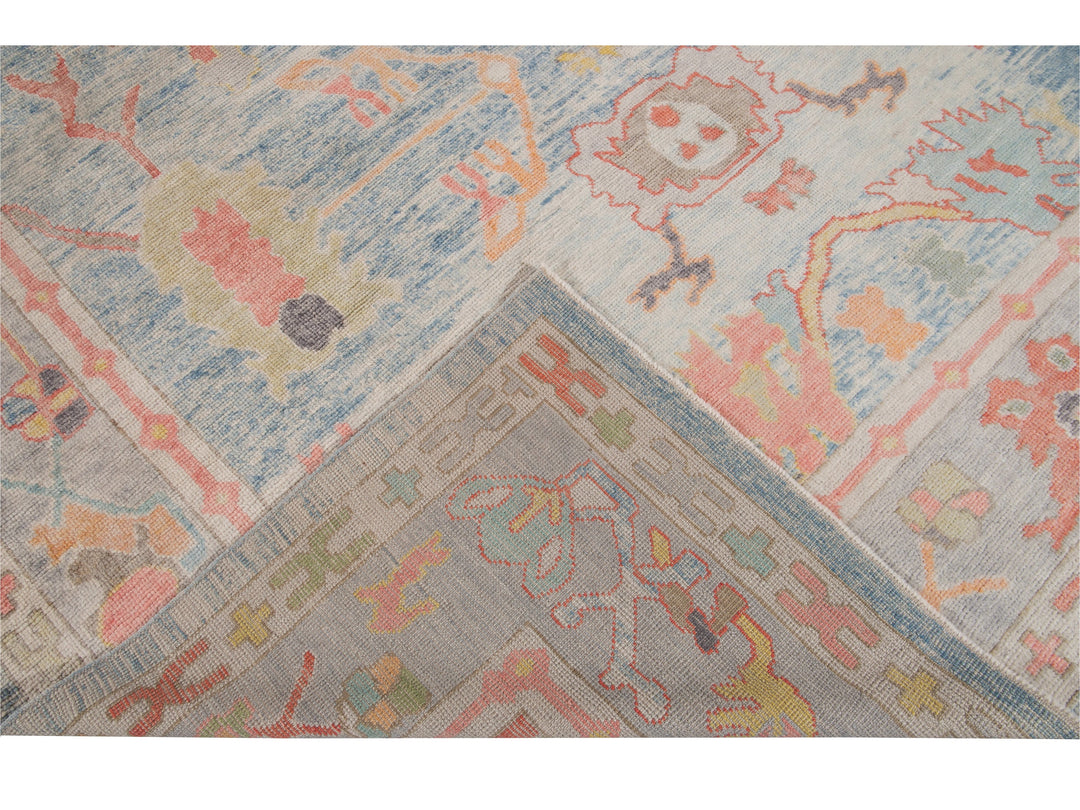 Modern Oushak Wool Rug 12 X 14