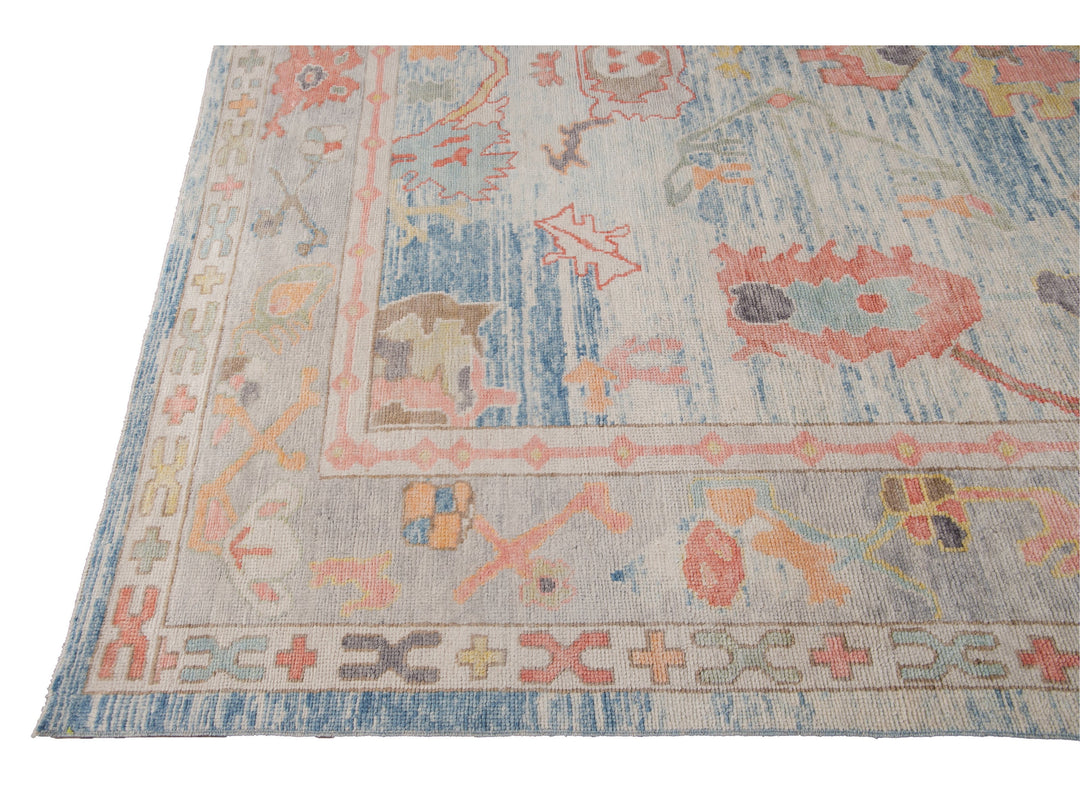 Modern Oushak Wool Rug 12 X 14