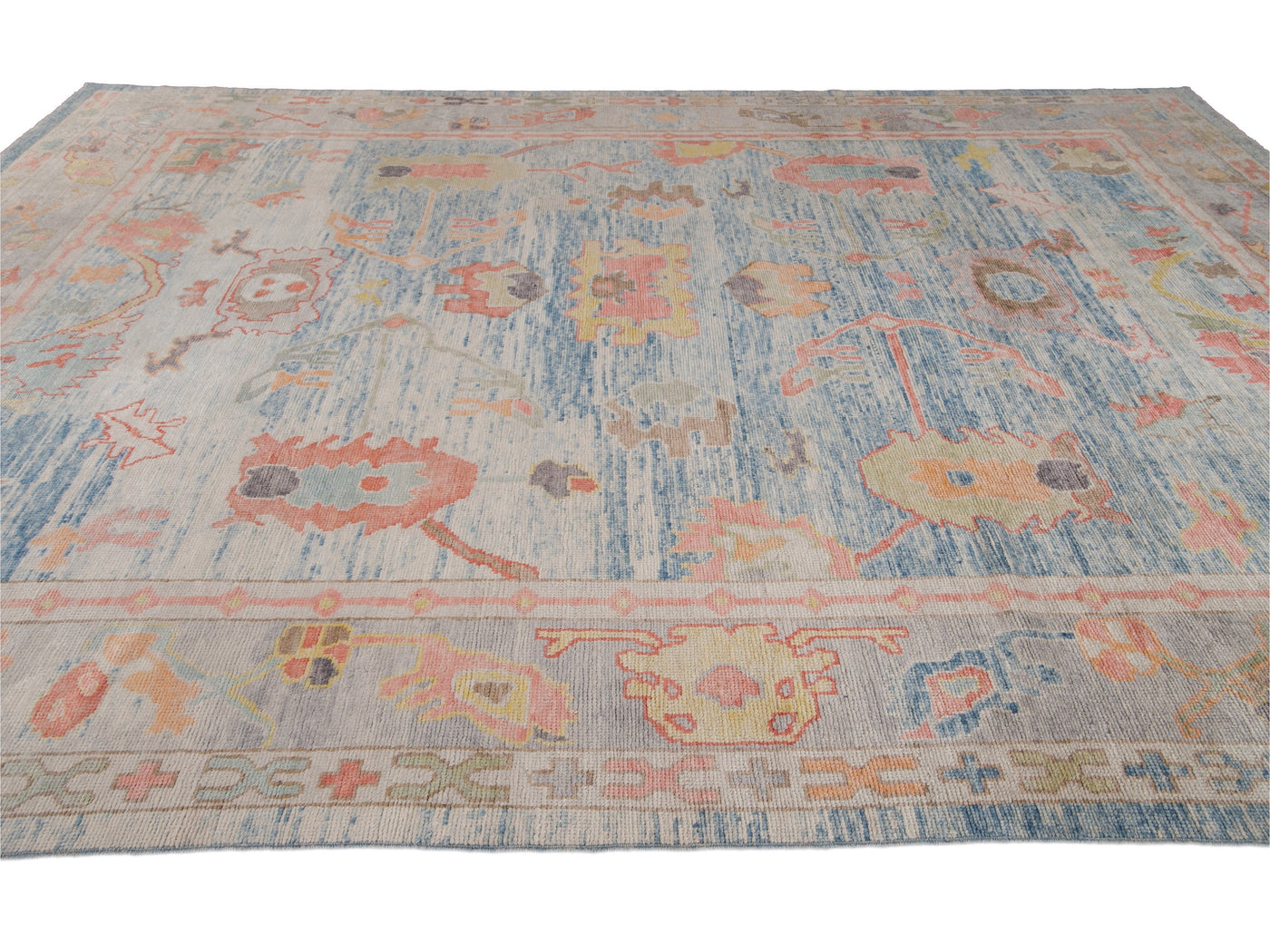 Modern Oushak Wool Rug 12 X 14