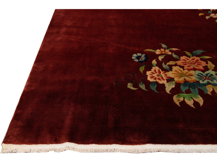 Antique Chinese Art Deco Wool Rug 10 X 14
