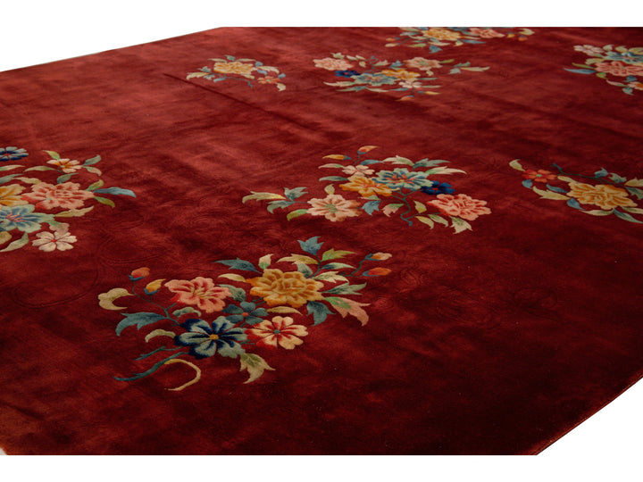 Antique Chinese Art Deco Wool Rug 10 X 14