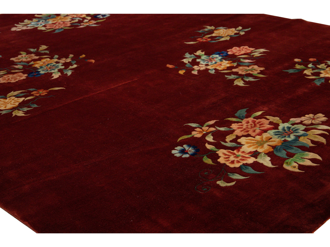 Antique Chinese Art Deco Wool Rug 10 X 14