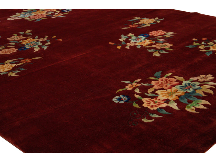 Antique Chinese Art Deco Wool Rug 10 X 14