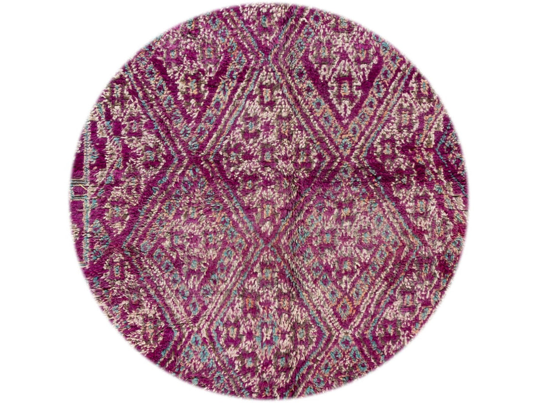 Vintage Purple Tribal Moroccan Wool Rug, 6 x 9