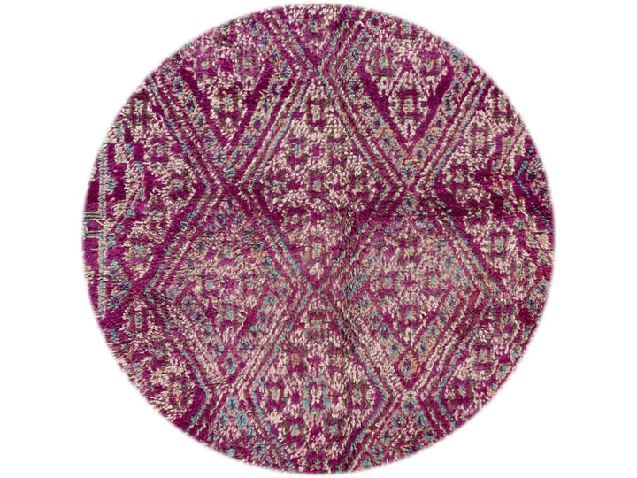 Vintage Purple Tribal Moroccan Wool Rug, 6 x 9