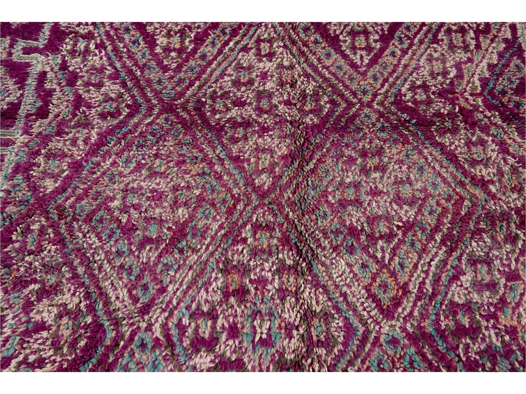 Vintage Purple Tribal Moroccan Wool Rug, 6 x 9