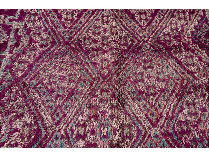 Vintage Purple Tribal Moroccan Wool Rug, 6 x 9
