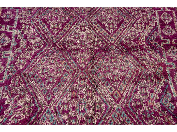 Vintage Purple Tribal Moroccan Wool Rug, 6 x 9