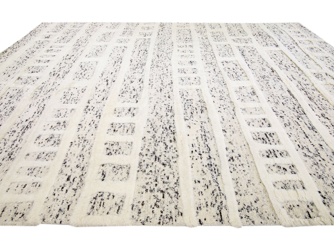 Modern Moroccan Wool Rug 12 X 15
