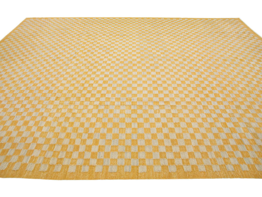 Modern Kilim Wool Rug 11 X 14