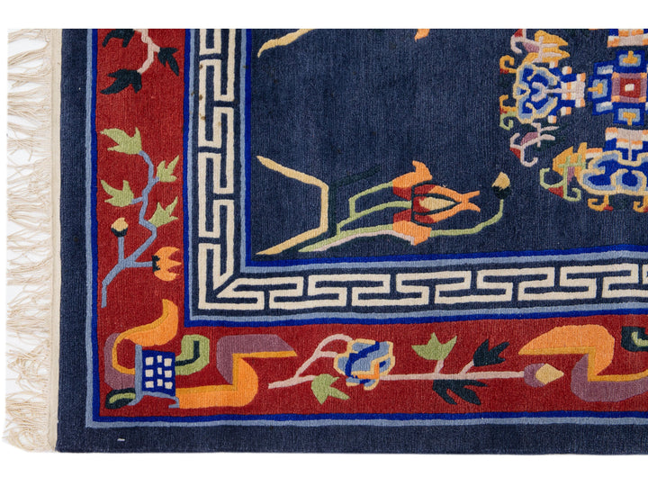 Vintage Art Deco Chinese Wool Rug 3 X 8