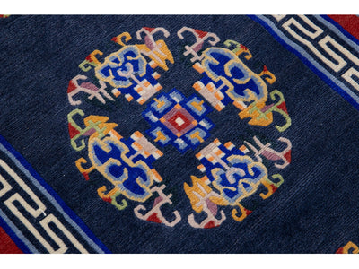 Vintage Art Deco Chinese Wool Rug 3 X 8