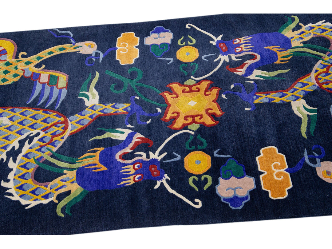 Vintage Peking Chinese Wool Rug 3 X 8